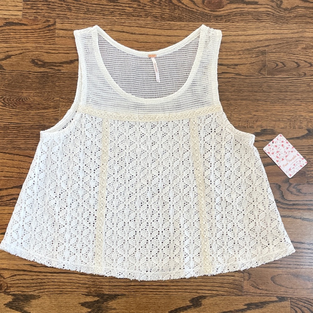 NWT, Free People Ivory Lace Sleeveless Top